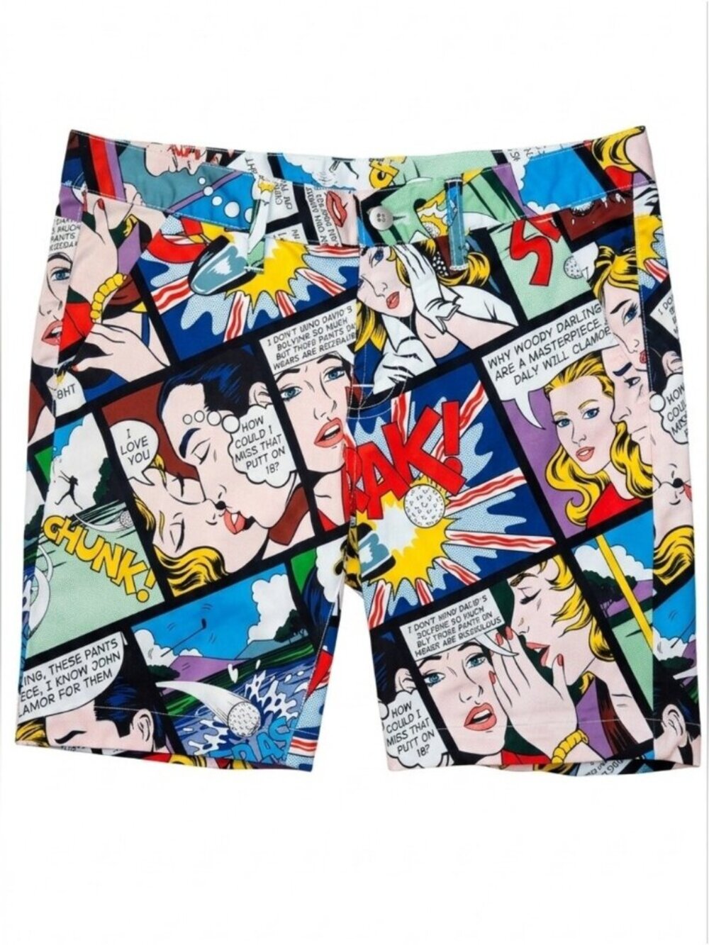 Loudmouth Womens Golf Shorts Cotton Spandex Blend John Daly Comic Pop Art Size 4